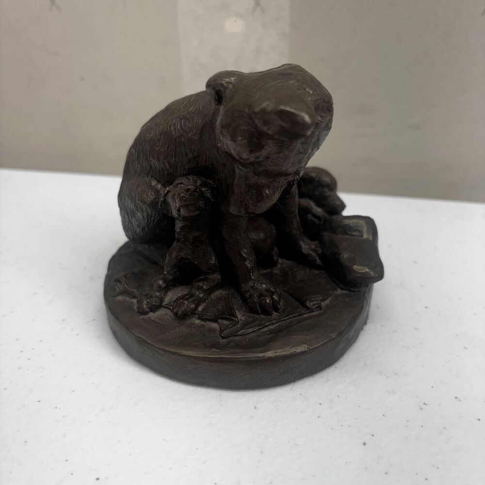 Genesis Fine Arts “dog & Puppies” Bronze Sculpture Signed E/5000